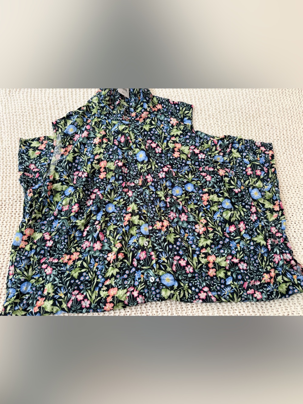 J. Jill Floral Button-Up Dress with Blue and Pink Blooms NWT